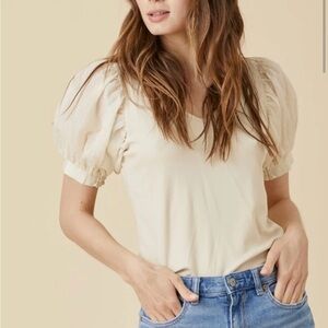 &merci puff sleeve cream top